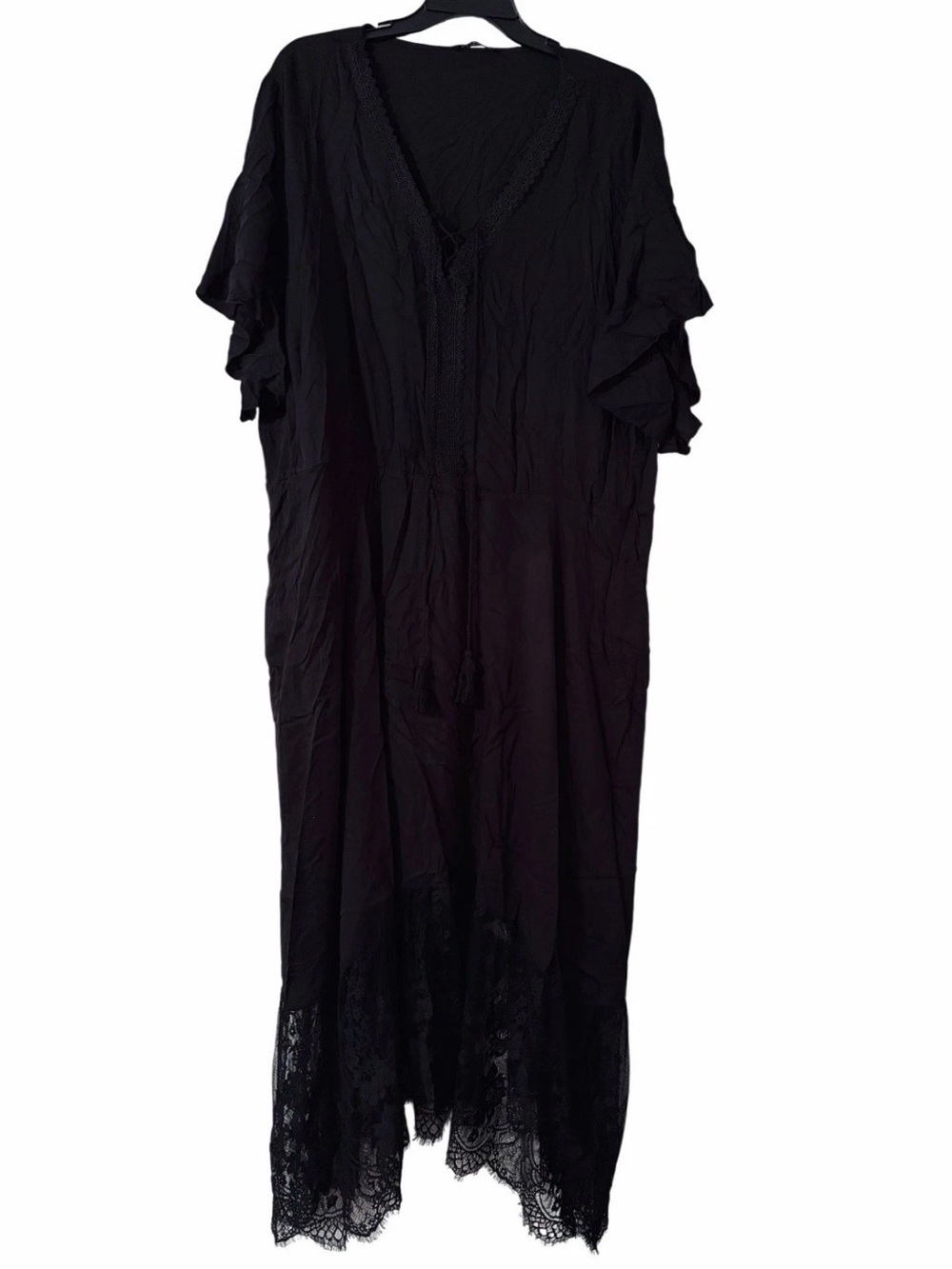 BloomChic Plus Size 30 Black Lace Trim Maxi Dress Boho Whimsigoth